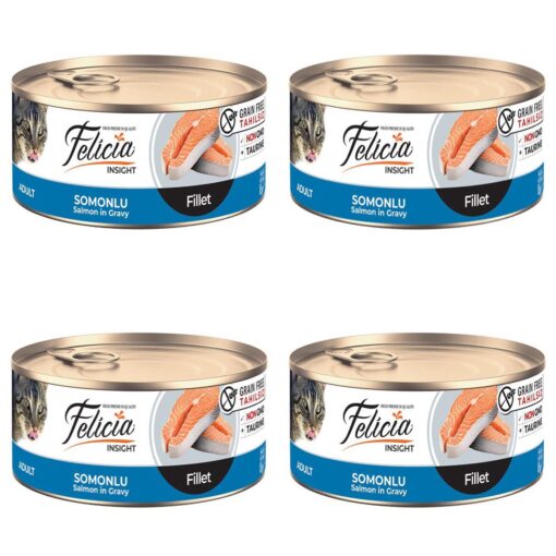 Felicia Tahılsız Somon Filetolu Yaş Kedi Maması – 85 gr x 4 ADET