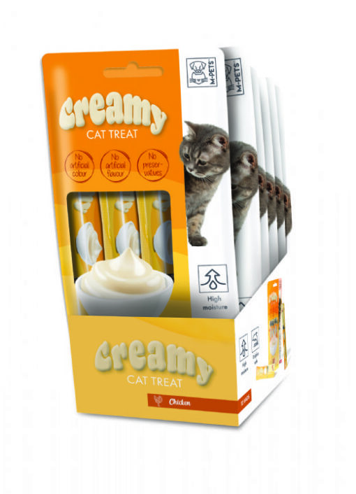 M-Pets Creamy –Tavuklu , Yüksek Proteinli ve Doğal Kedi Ödül Maması 4 ADETX 15 gr