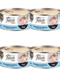 🐾 Felicia Tahılsız 85 gr Ton Balıklı & Tavuklu Kıyılmış Yaş Kedi Maması 4 adet